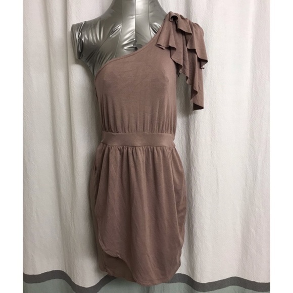 Champagne GF jersey mini tulip wrap dress sz M - Picture 1 of 4